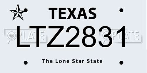 LTZ2831 Texas License Plate
