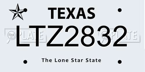 LTZ2832 Texas License Plate