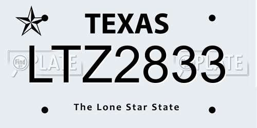 LTZ2833 Texas License Plate