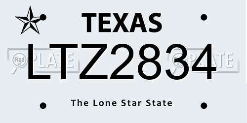 LTZ2834 Texas License Plate