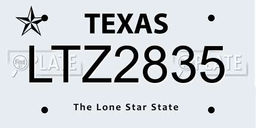 LTZ2835 Texas License Plate