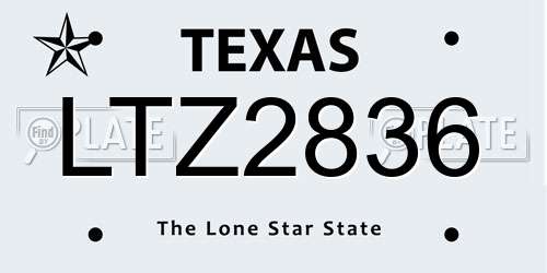 LTZ2836 Texas License Plate