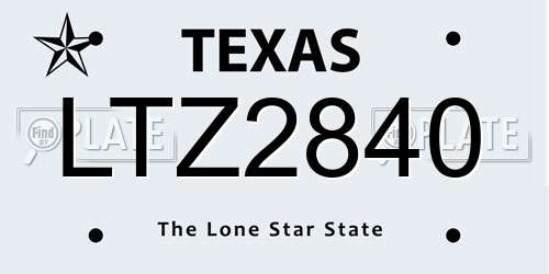 LTZ2840 Texas License Plate