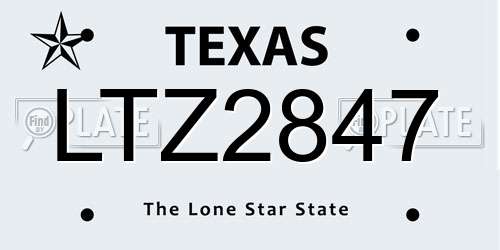 LTZ2847 Texas License Plate