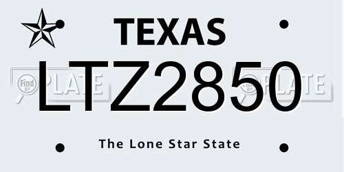 LTZ2850 Texas License Plate