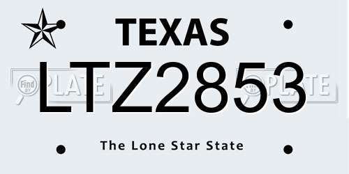 LTZ2853 Texas License Plate