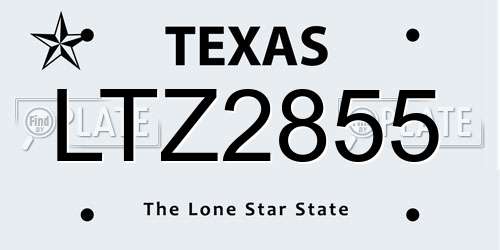 LTZ2855 Texas License Plate