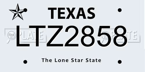 LTZ2858 Texas License Plate