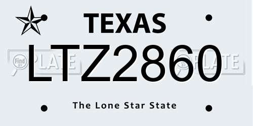 LTZ2860 Texas License Plate