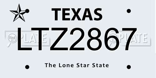 LTZ2867 Texas License Plate
