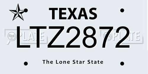 LTZ2872 Texas License Plate