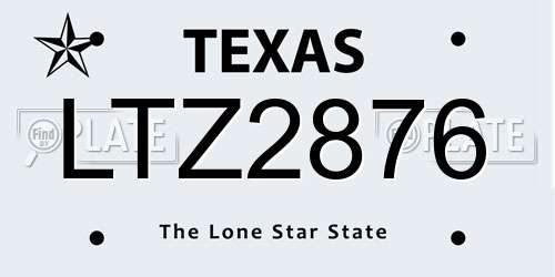 LTZ2876 Texas License Plate