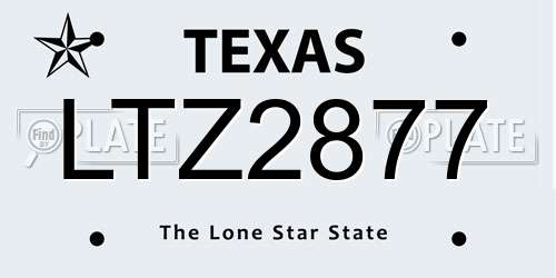 LTZ2877 Texas License Plate