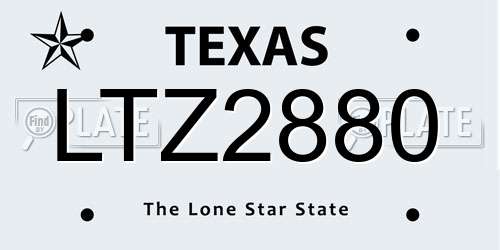 LTZ2880 Texas License Plate