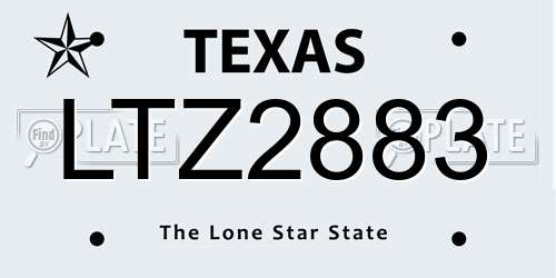 LTZ2883 Texas License Plate