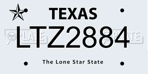 LTZ2884 Texas License Plate