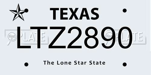 LTZ2890 Texas License Plate