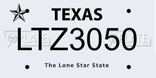LTZ3050 Texas License Plate