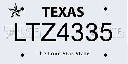 LTZ4335 Texas License Plate
