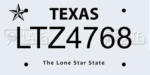 LTZ4768 Texas License Plate