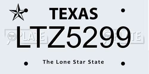 LTZ5299 Texas License Plate