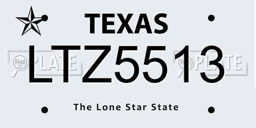 LTZ5513 Texas License Plate