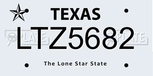 LTZ5682 Texas License Plate