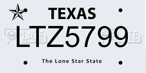LTZ5799 Texas License Plate