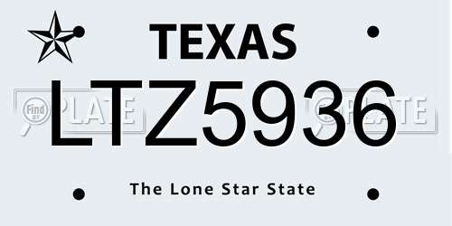 LTZ5936 Texas License Plate