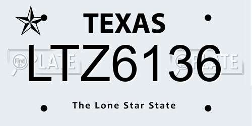 LTZ6136 Texas License Plate
