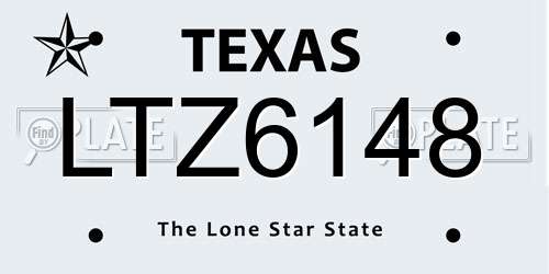 LTZ6148 Texas License Plate