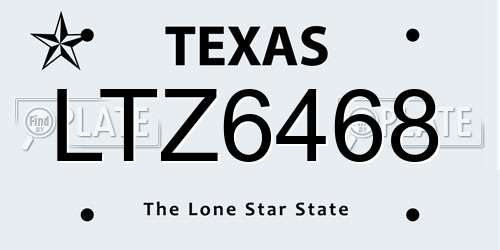 LTZ6468 Texas License Plate