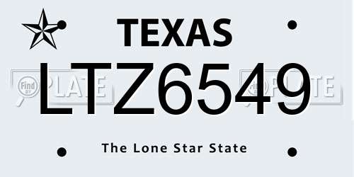 LTZ6549 Texas License Plate