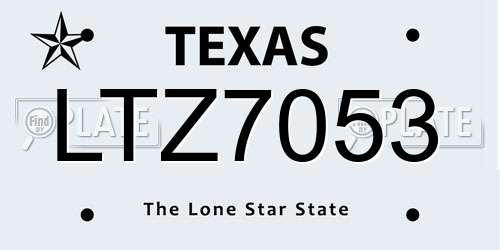 LTZ7053 Texas License Plate