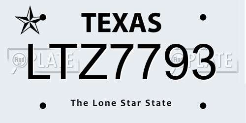 LTZ7793 Texas License Plate