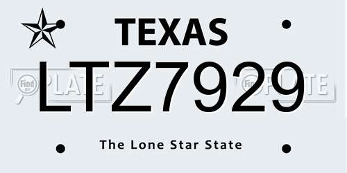 LTZ7929 Texas License Plate