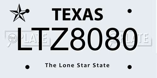 LTZ8080 Texas License Plate