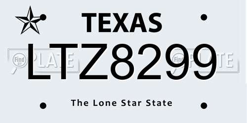 LTZ8299 Texas License Plate