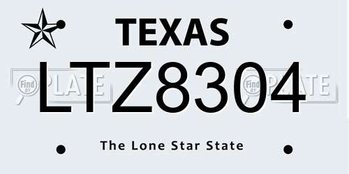 LTZ8304 Texas License Plate