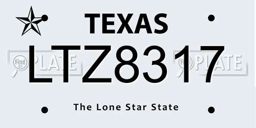 LTZ8317 Texas License Plate