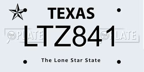 LTZ841 Texas License Plate