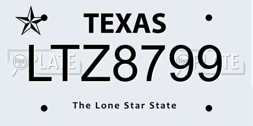 LTZ8799 Texas License Plate