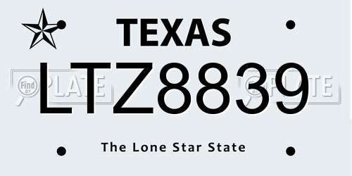 LTZ8839 Texas License Plate
