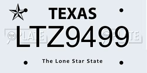 LTZ9499 Texas License Plate