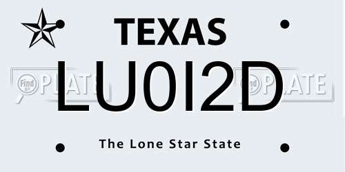 LU0I2D Texas License Plate