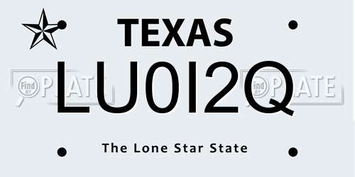 LU0I2Q Texas License Plate