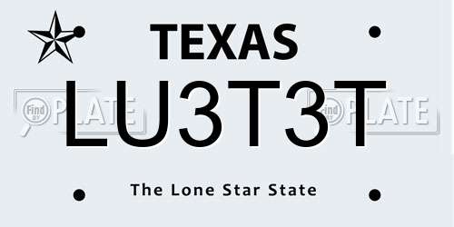 LU3T3T Texas License Plate