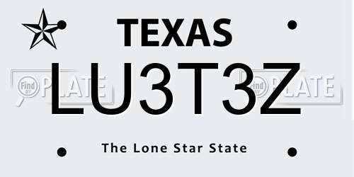LU3T3Z Texas License Plate