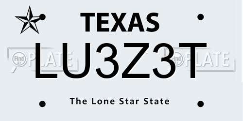 LU3Z3T Texas License Plate