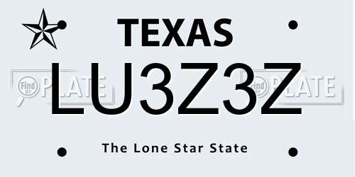 LU3Z3Z Texas License Plate